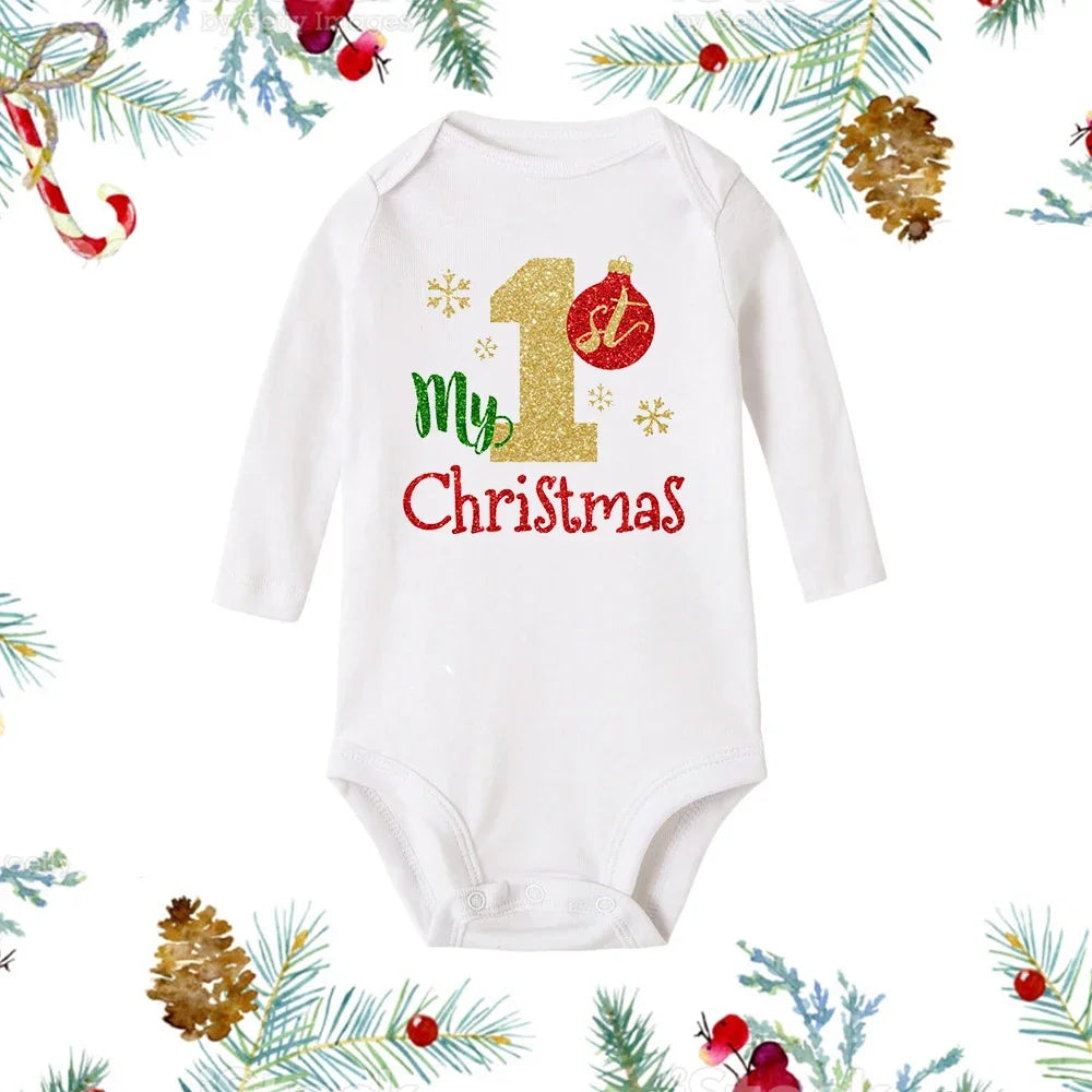 Premium My First Christmas Baby Romper - Snowman Print Long Sleeve Outfit