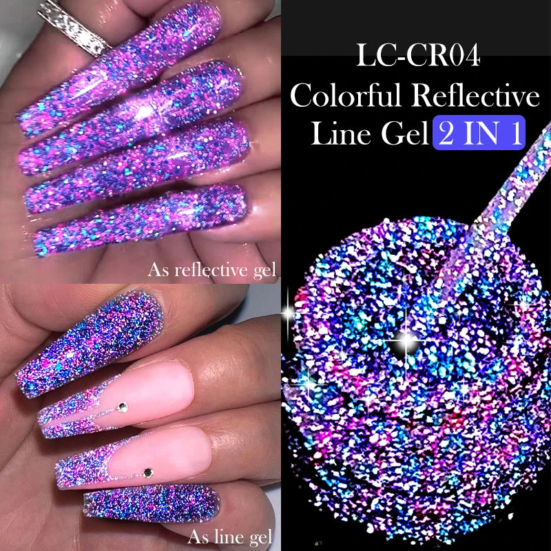 LILYCUTE Reflective Glitter Gel Nail Polish - 5ml Sparkling Liner
