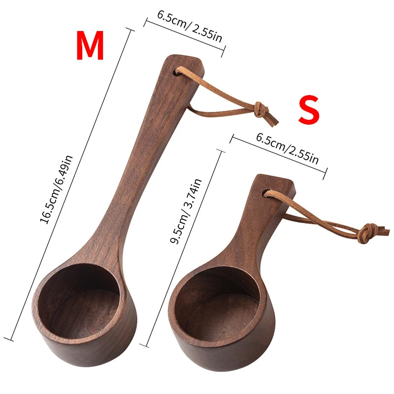 1PC/2PCS coffee scoop spoon black walnut wood measuring spoon long handle spoon coffee powder measuring wooden spoon