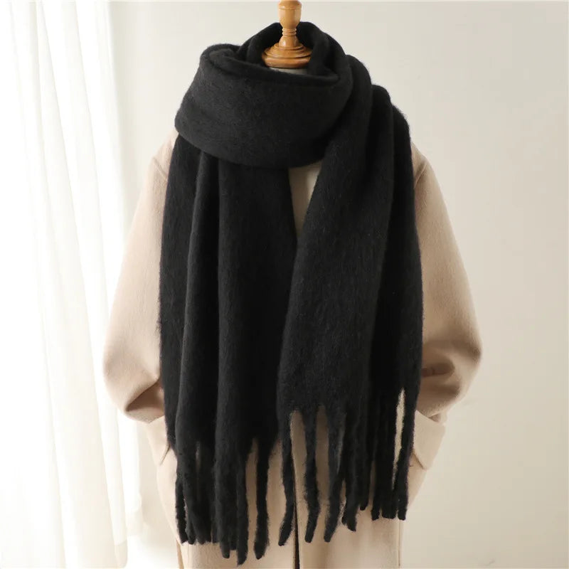 2025 Women's Luxury Winter Cashmere Scarves - Pashmina , Thick Blanket Wrap with Long Fringe for Him & Her Couple-style Scarves