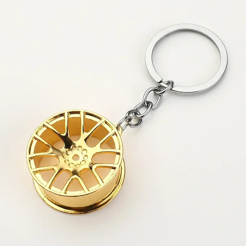 Automotive Gear Head Keychain - Speed Gearbox Keyring with Turbo Hub & Brake Disc Design