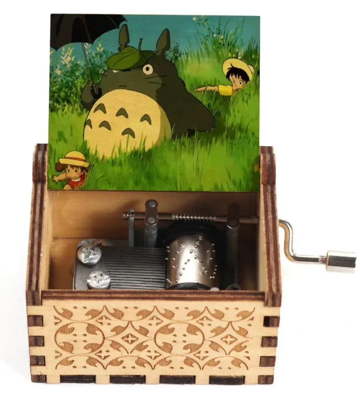 New Hot Wooden painted music box decoration, light luxury wooden hand cranked music box
