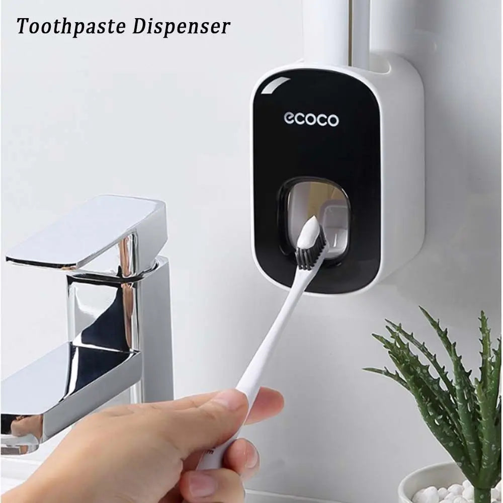 Wall-Mounted Automatic Toothbrush Holder & Toothpaste Dispenser