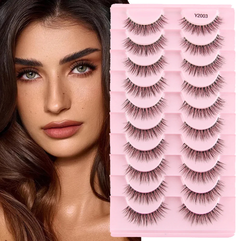 3/10Pairs Full False Eyelashes Natural Mink Lashes Dramatic Faux Cils Volume Eyelash Extension Fluffy Fake Eyelashes Makeup Tool