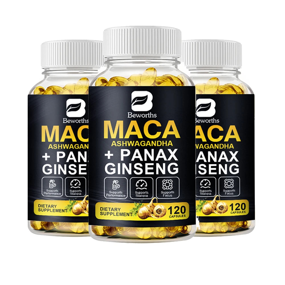 BEWORTHS Best Maca Capsules for Men Health with Red,Yellow and Black Maca