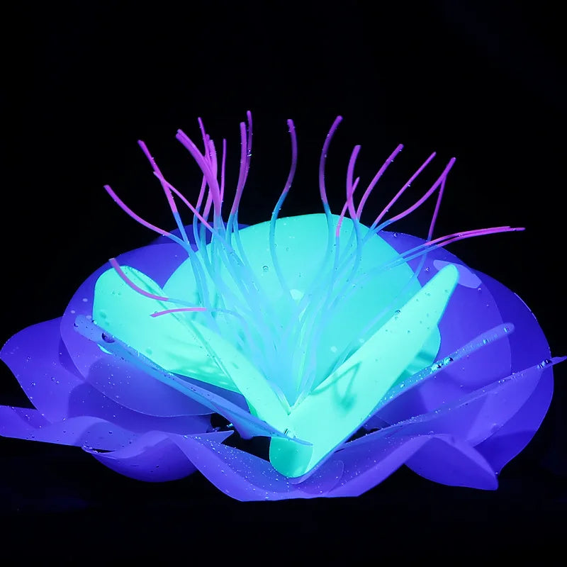 Glow Silicone Aquarium Coral Decor w/ Suction Cups, Fish-Safe Realistic Coral for Fresh/Saltwater Tanks, Easy Tool-Free Setup