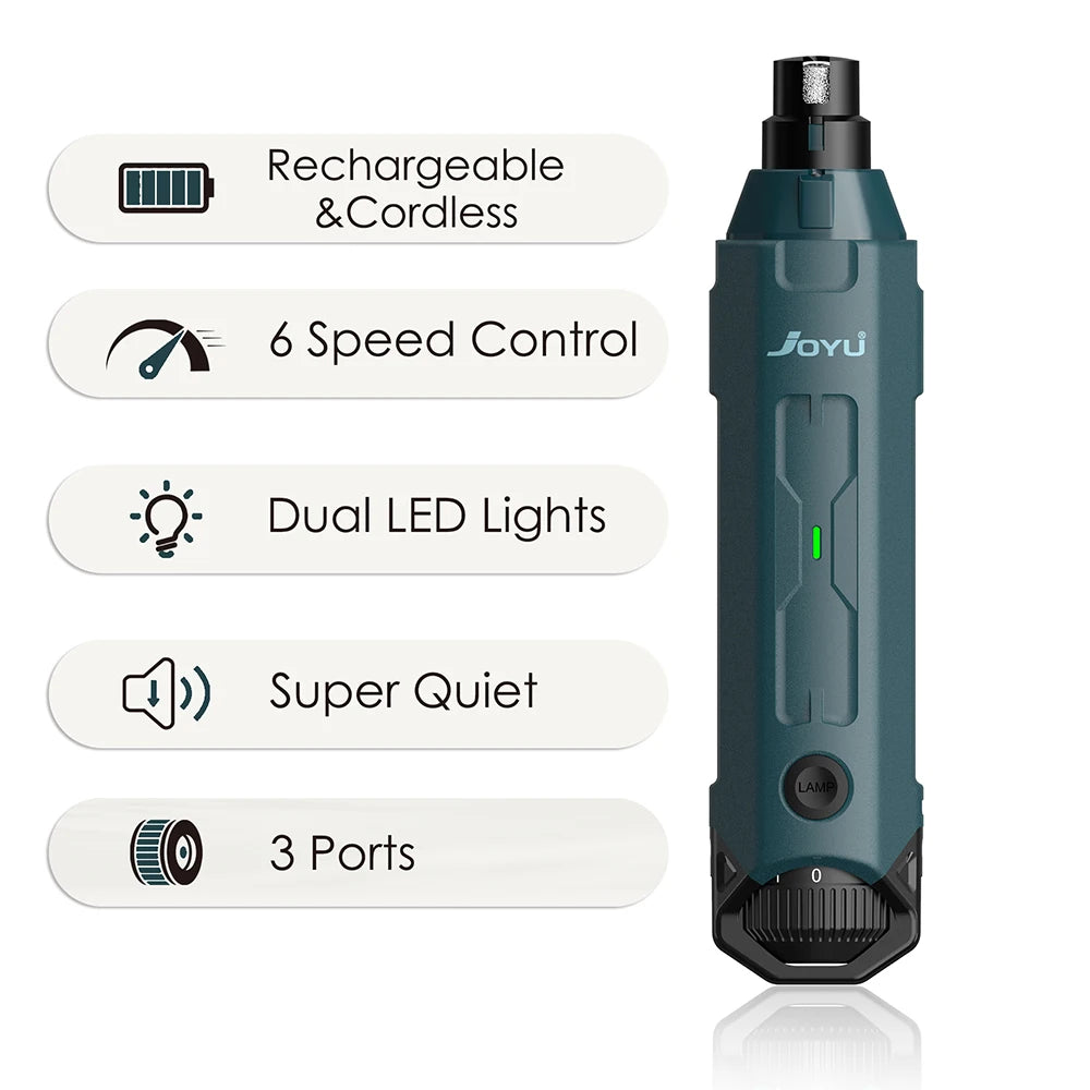 Premium 6-Speed Dog Nail Grinder - Rechargeable Electric Trimmer