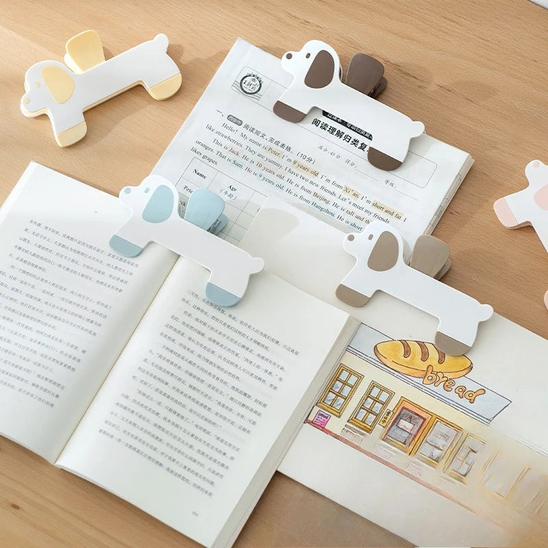Puppy Shape Plastic Book Clip Cartoon Reading Auxiliary Fixed Book Clip Bookmark Creative Design Practical Bookstore Note Clip