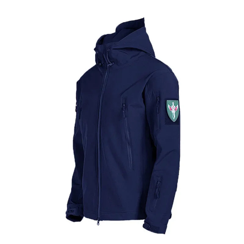 5XL 6XL Tactical Soft Shell Hooded Fleece Men Winter Windproof Waterproof Warm Coats Outdoor Multi-pocket Jacket