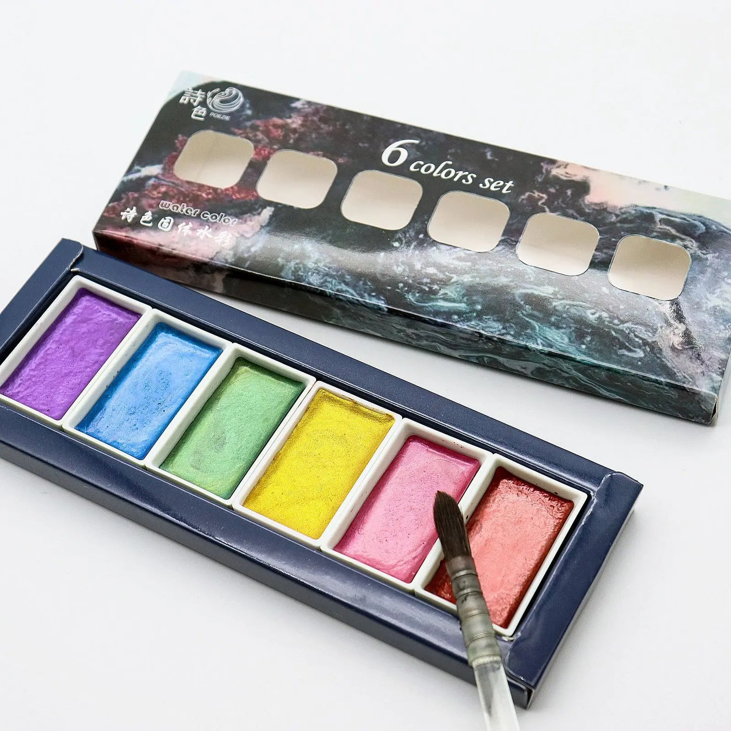 Golden Artistry: 6 Metallic Watercolor Paints Including Lustrous Gold for Professional