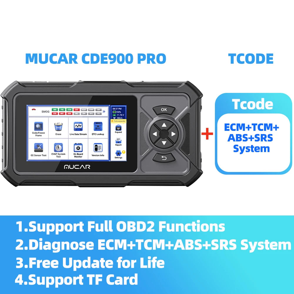 MUCAR CDE900 PRO OBD2 Scanner - Professional Automotive Diagnostic Tool with 32GB Storage