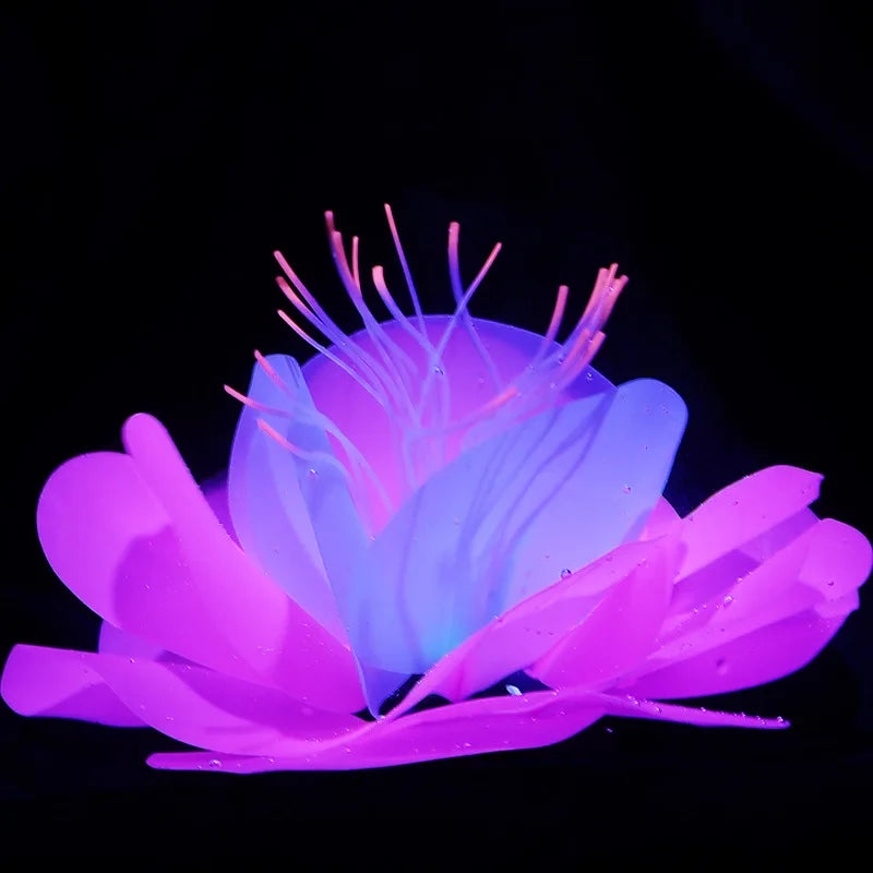 Glow Silicone Aquarium Coral Decor w/ Suction Cups, Fish-Safe Realistic Coral for Fresh/Saltwater Tanks, Easy Tool-Free Setup