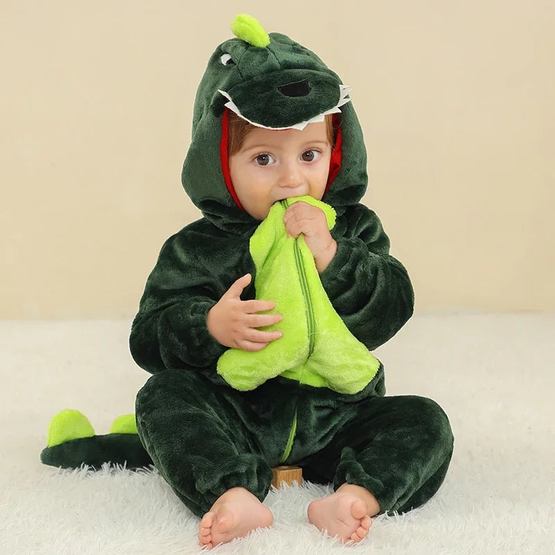 Premium Animal Kigurumi Baby Romper - Winter Flannel Costume Jumpsuit