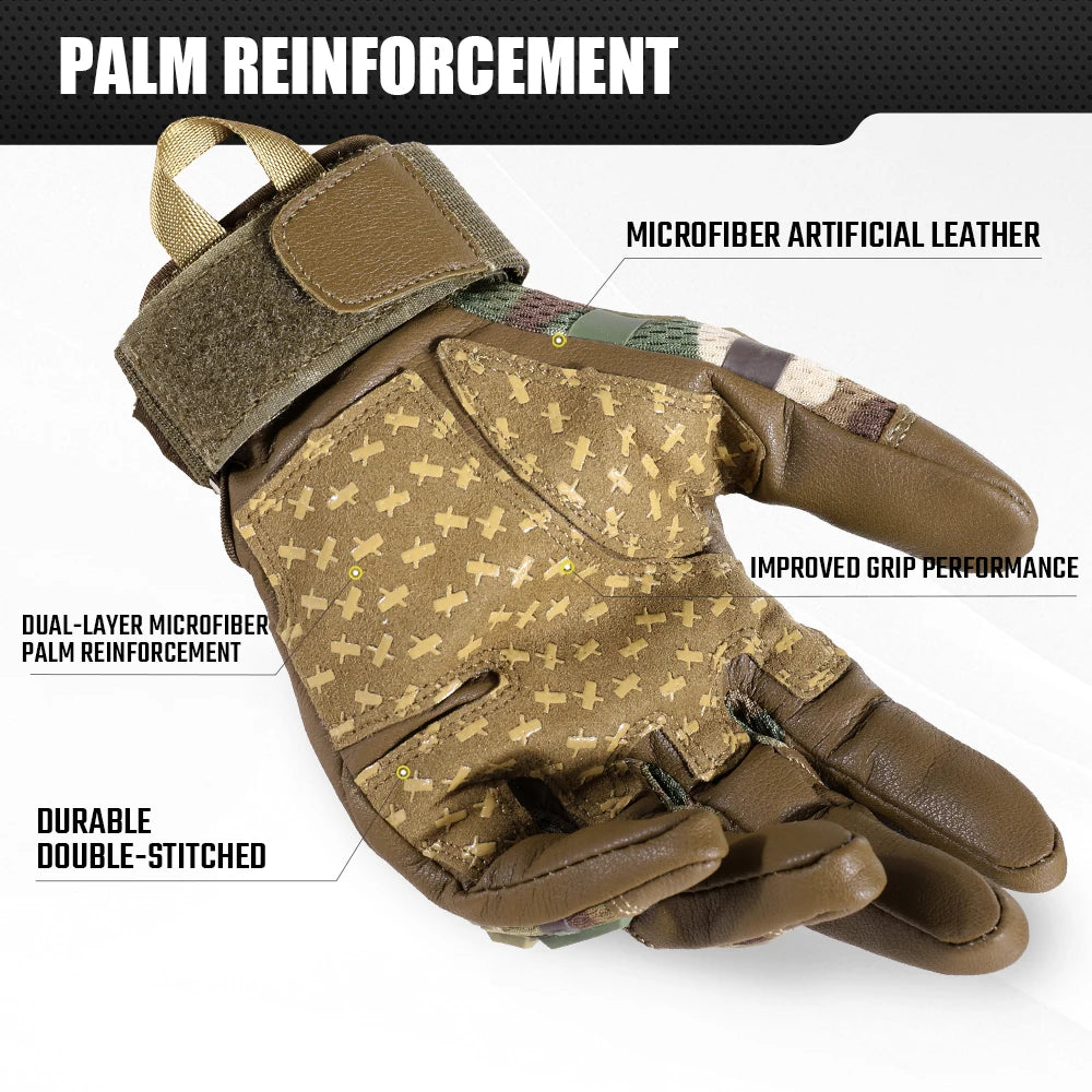 Touch Screen Cycling Gloves PU Leather Tactical Airsoft Hunting Shooting Hiking Bicycle Outdoor Sport Riding Bike Protective Men