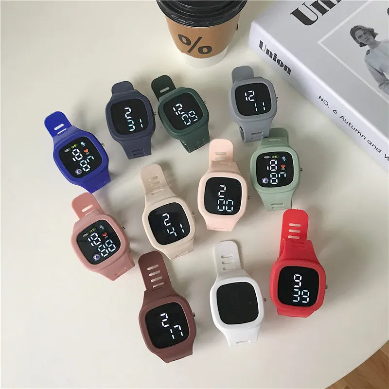 LED Digital Sports Watch - Waterproof Square Dial Silicone Wristwatch