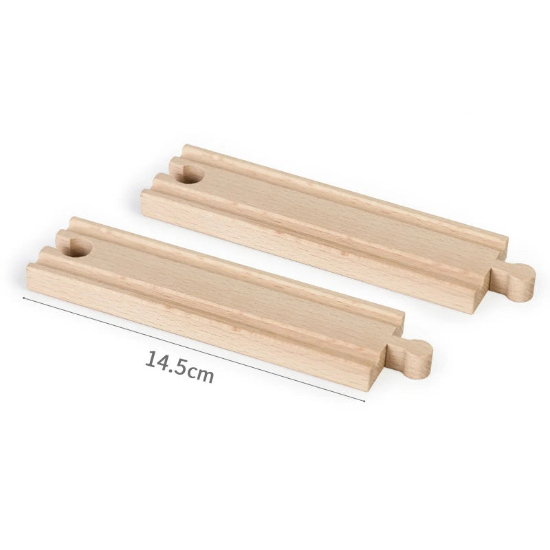 Wooden Train Track Accessories Universal Wooden Railway Tracks Bridge Parts Adapters Fit for All Brand Train Toys Birthday Gifts