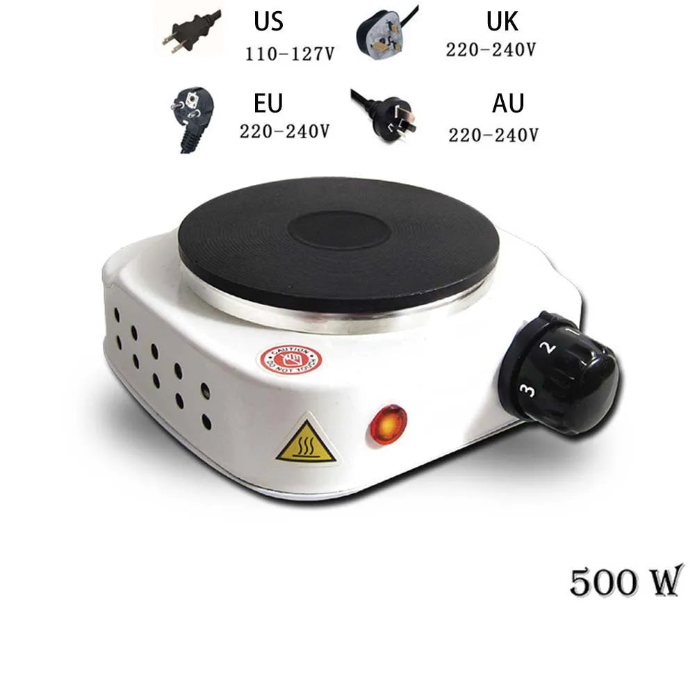 Electric Stove 500W Single Burner Cooktop Compact and Portable Adjustable Temperature Hot Plate White & Black