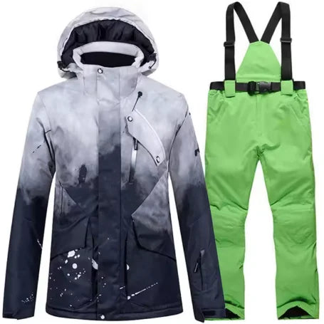 Snowboarding Suit Sets for Men and Women, Snow Wear Clothing, Waterproof, Ski Jacket, Strap Pant, Winter Costume, For Adult