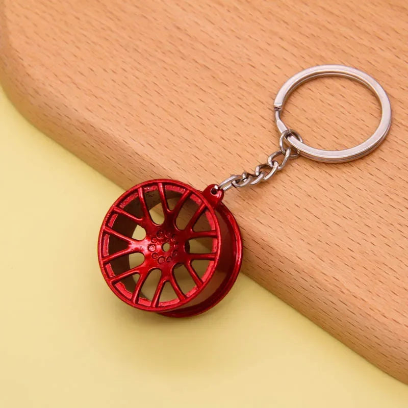 Automotive Gear Head Keychain - Speed Gearbox Keyring with Turbo Hub & Brake Disc Design
