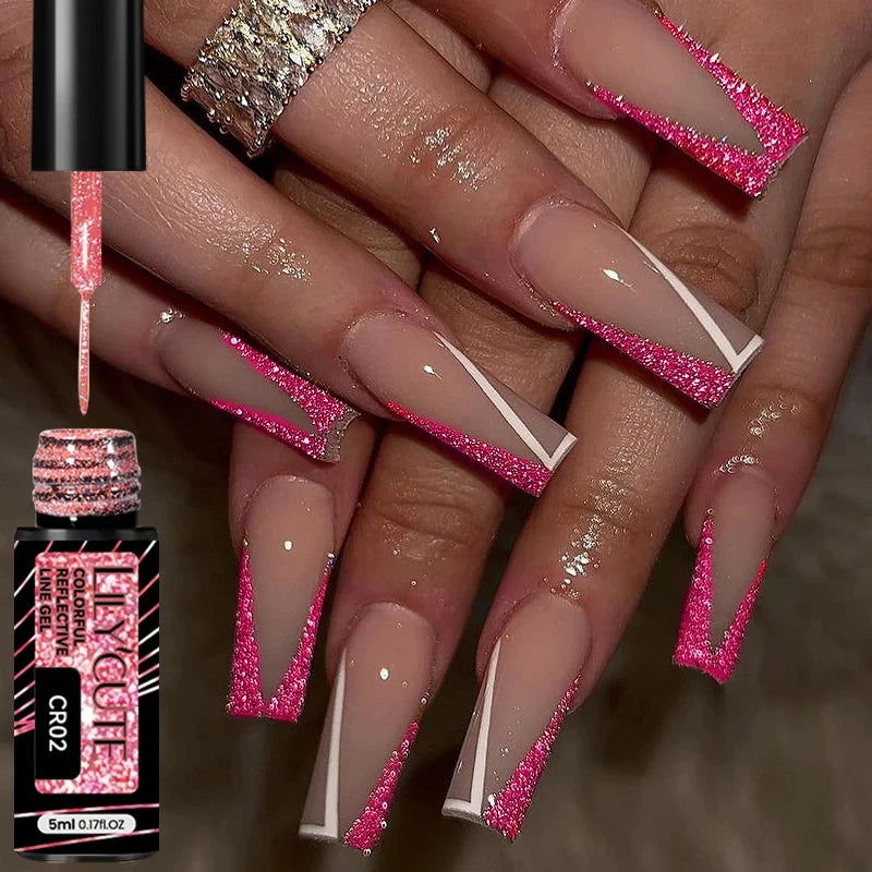 LILYCUTE Reflective Glitter Gel Nail Polish - 5ml Sparkling Liner