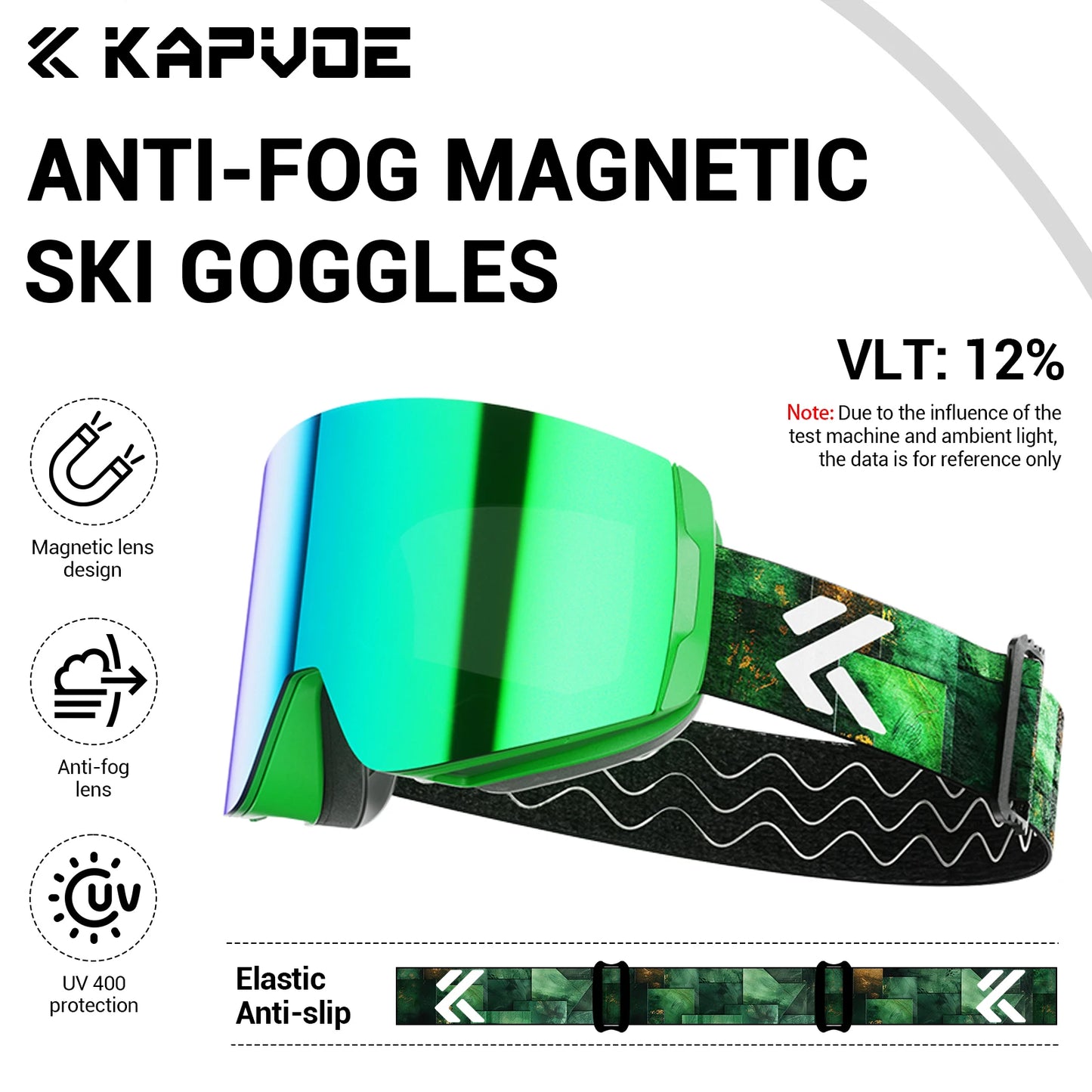 KAPVOE UV400 Magnetic Attraction Lens Outdoor Sports Photochromic Ski Goggles Men Snowboard Glasses Women Winter Snow Sunglasses