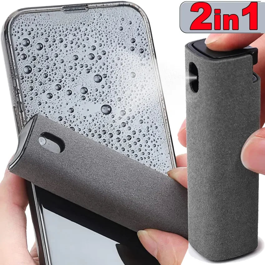 Premium 2-in-1 Screen Cleaner Spray - Microfiber Cloth for Phone & Glasses