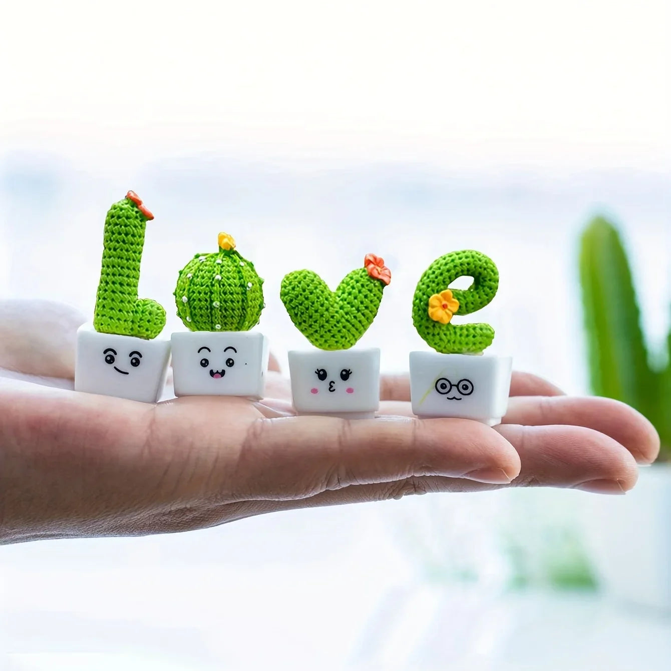 1 Set Of 4, Resin Succulent Cactus Mini Green Plant Car Office Home Living Room Crafts desk decoration home accessories
