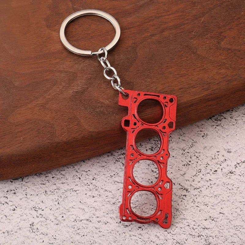 Automotive Gear Head Keychain - Speed Gearbox Keyring with Turbo Hub & Brake Disc Design