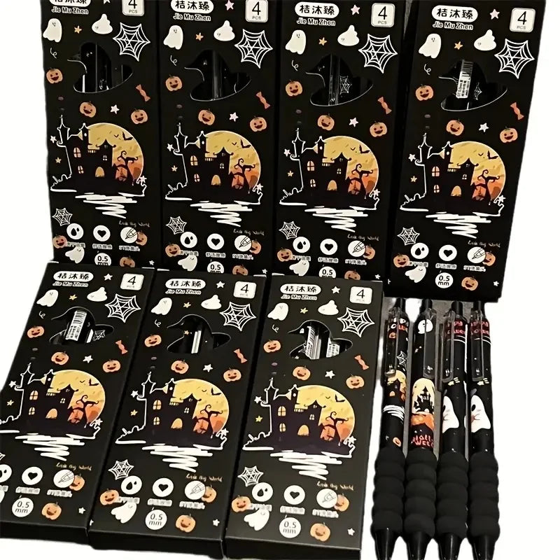 Halloween Themed Gel Pens 0.5mm Tip Diameter Featuring Ghosts Pumpkins Witch Hats - Perfect for Classroom Rewards