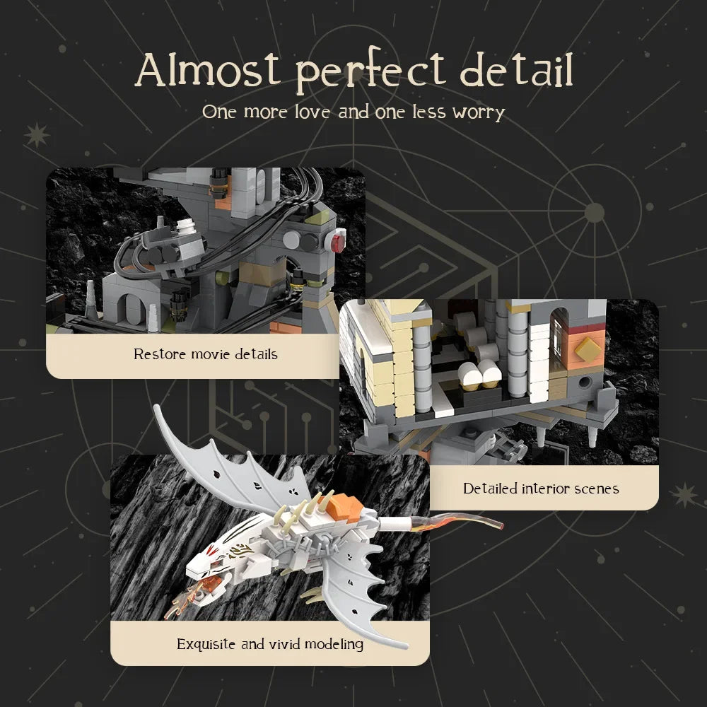 Harry Potter Gringotts Bank Building Blocks MOC JD026 Dragon Magic World Modular Model Architecture Bricks Toy For Kid Gift