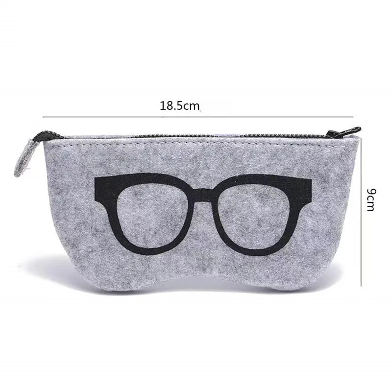 1pc Chic Soft Felt Glasses Pouch,Colorful Eye Design, Portable,Durable Fashion Glasses Case with Zipper Closure for Men & Women