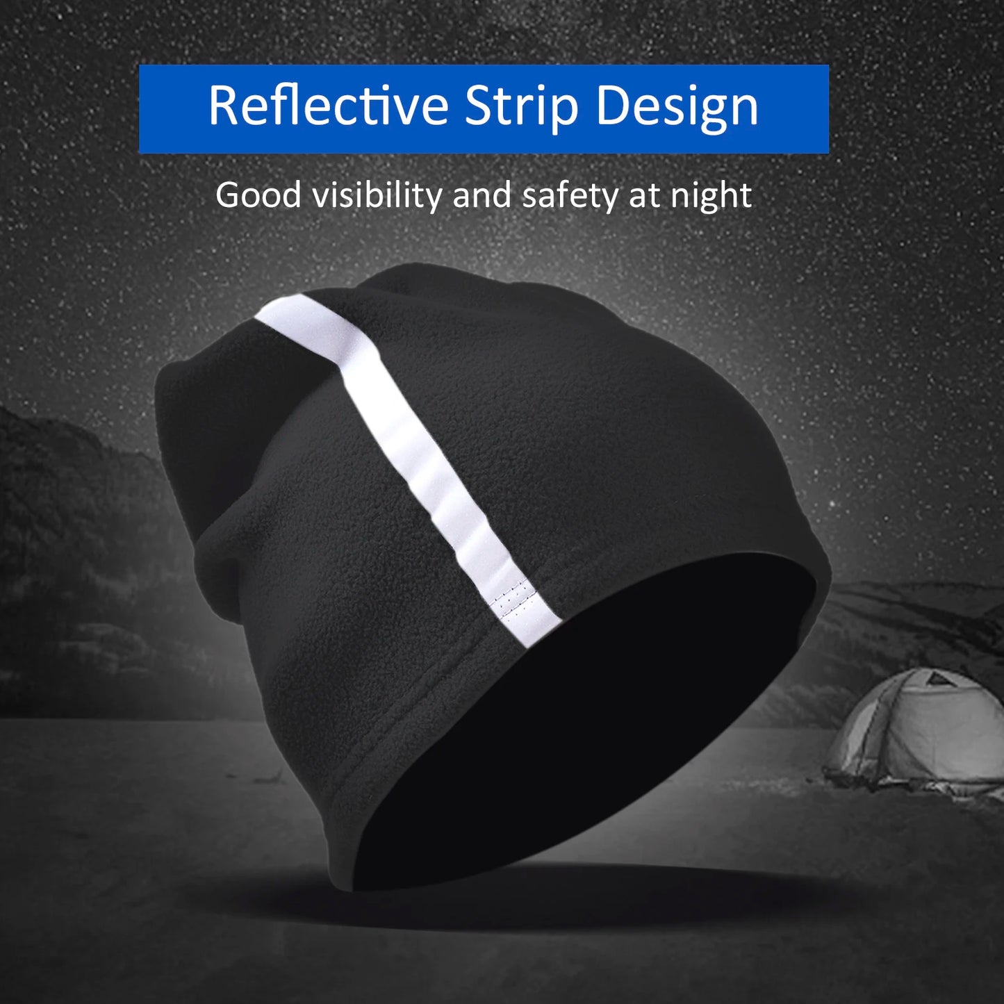 Adjustable Polar Fleece Neck Gaiter Warmer Reflective Strips Face Cover Winter Warm Outdoor Sport Scarf Men Women Skiing Cycling