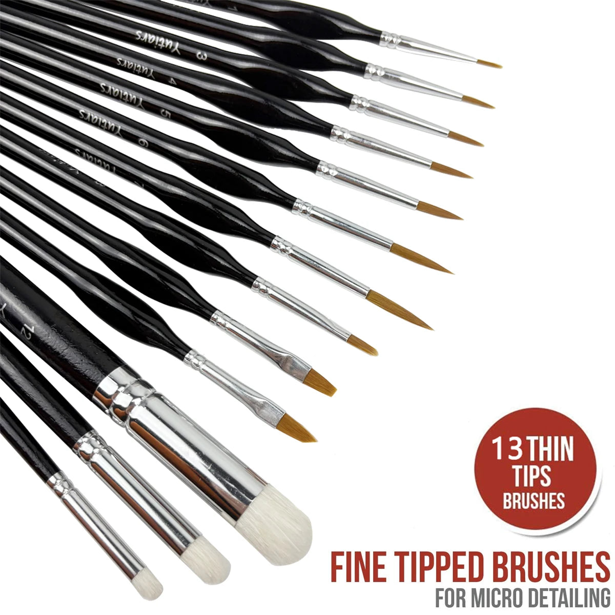 Miniature Paint Brushes Drybrush-13pcs Micro Detail Paint Brush Set, Small Fine Detail Brushes for Acrylic, Watercolor, Oil