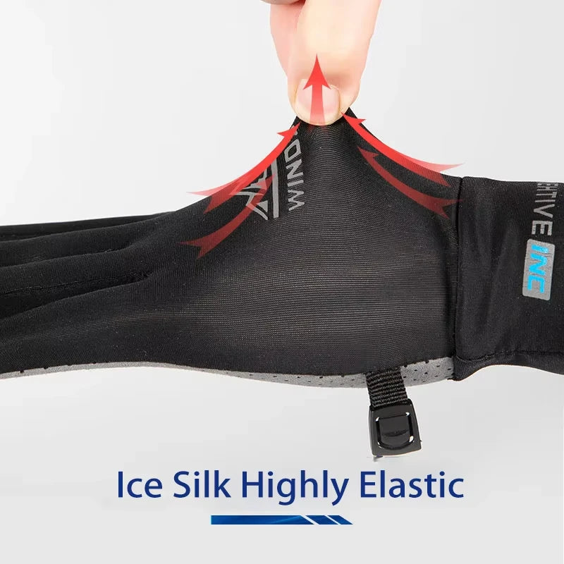 Ice Silk Gloves Breathable Lightweight Cycling Gloves Anti-Slip Sunscreen Full Finger Gloves Outdoor Fishing Driving Gloves