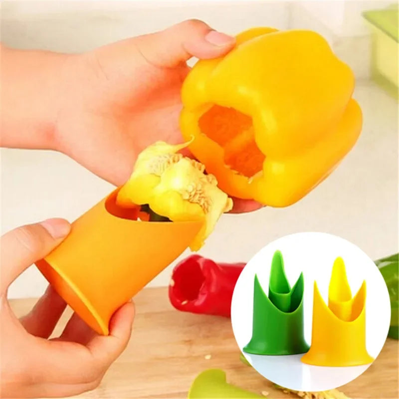 2-in-1 Pepper Corer & Seed Remover - Chili, Bell & Jalapeno Slicer Tool