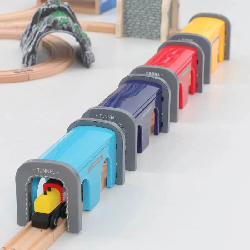 All kinds of Wooden Train Tracks Accessories Beech Wood Railway Tracks Wooden Bridge Tunnel fit for Wood Tracks Toys for Kids