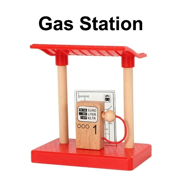 Wooden Track Accessories Beech Wood Railway Train Track Bridge Station Parts fit For All Brands Wooden Tracks Toys For Kids