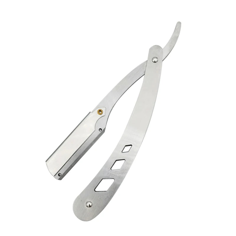 Men's Straight Hairdresser Razor Hair Removal Shaving Armpit Hair Pubic Hair Folding Razor Hair Removal Tool (Without Blade)