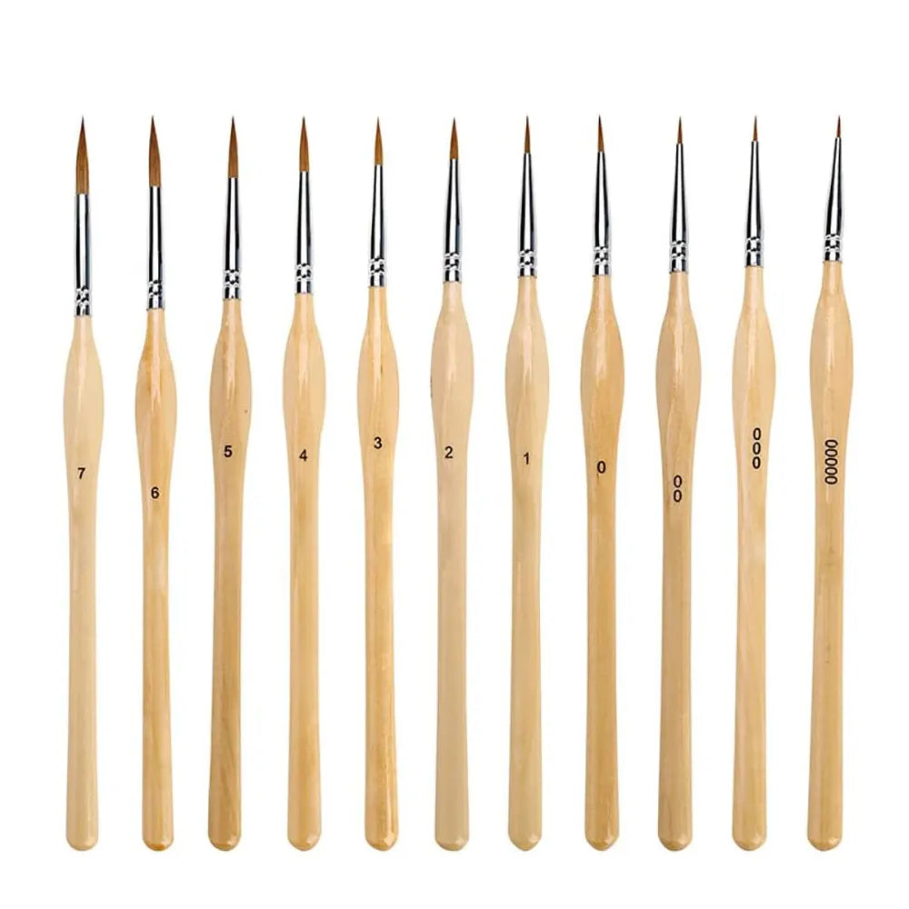 11pcs Miniature Paint Brushes Micro Detail Brush Set Nylon Hair Artist Acrylic Paint Brushes Different Sizes Fine Detail