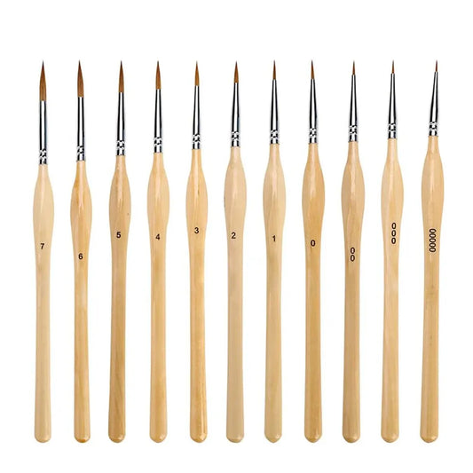 11pcs Miniature Paint Brushes Micro Detail Brush Set Nylon Hair Artist Acrylic Paint Brushes Different Sizes Fine Detail