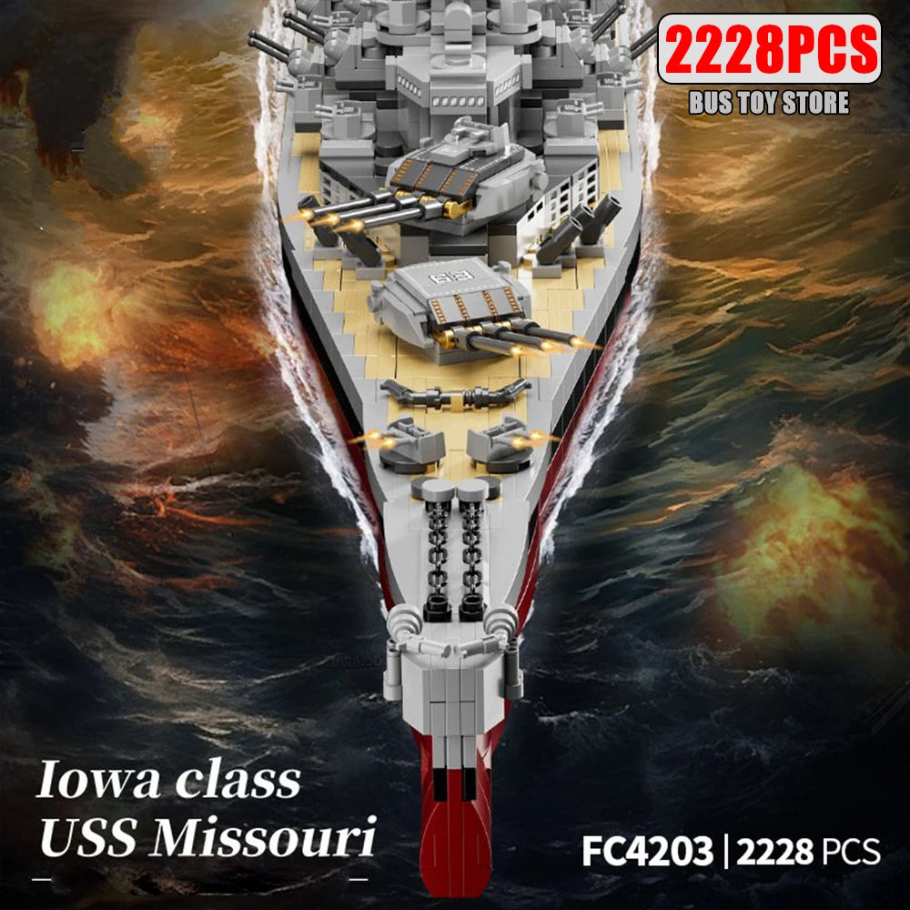 Missouri Battleship Crusier Model uilding Blocks Bismarck Cruiser Boat Bricks Military Battleship Series Toys For Boys FC4203
