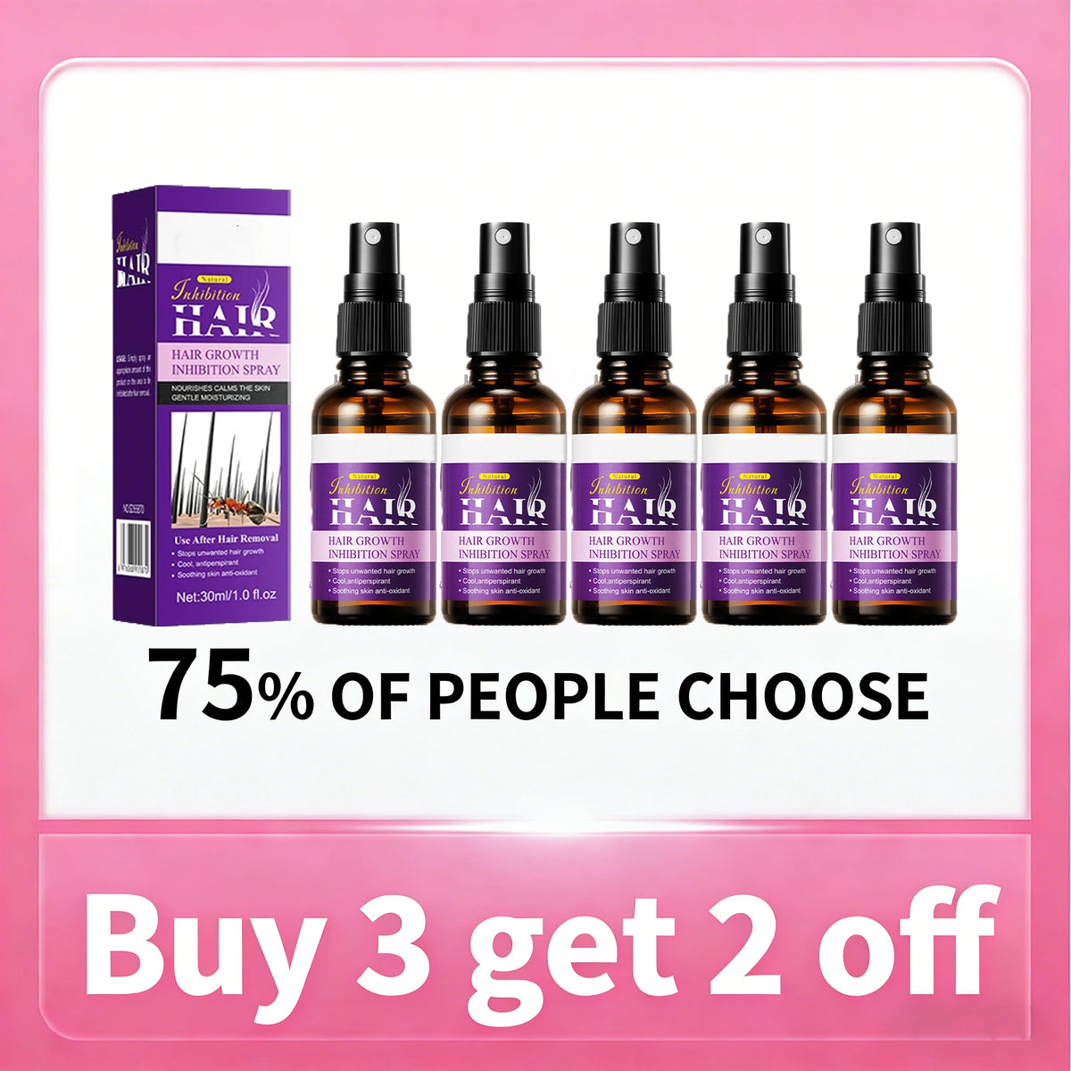 2026 New Natural Body Hair Inhibiting Spray Gentle Care Moisturizing Serum Slow Hair Growth for Thigh Armpit Chest Skin