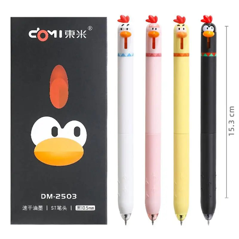 1/4pcs Funny Chick Carrot Press Type Black Quick Dry Gel Pen Creative Stress Relief Writing Tool for Study Office School