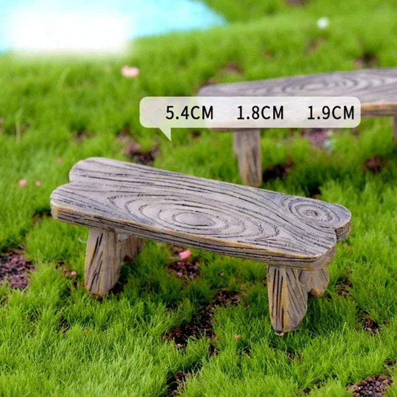 Mini Wooden Park Bench Succulent Bonsai Decoration Romantic Resin Love Bench Small Decoration