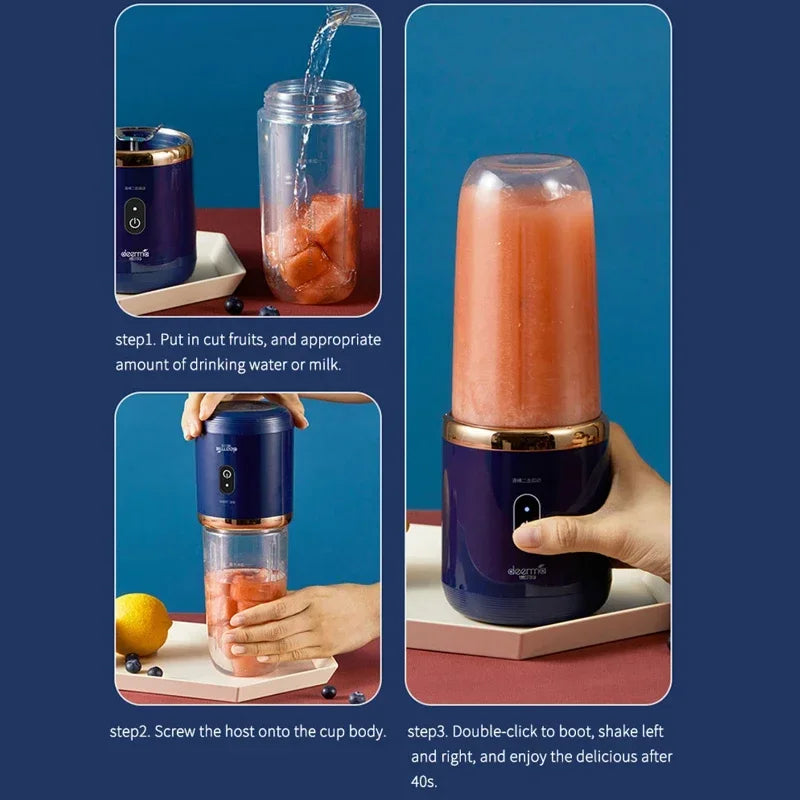 Electric Juicer Cup Portable USB Multifunction Double Cup Juicer Fruit Blender Milkshake Juice Cup Smoothie Blender