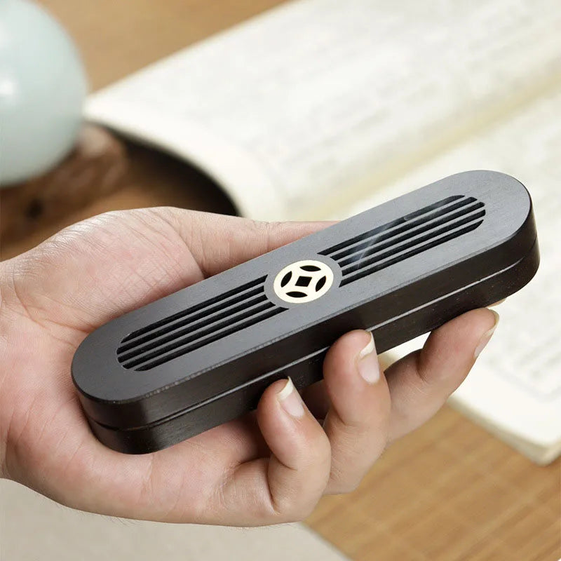 Classical Ebony Horizontal Incense Burner Portable Line Incense Box Indoor Line Incense Holder Home Ornaments Incense Base