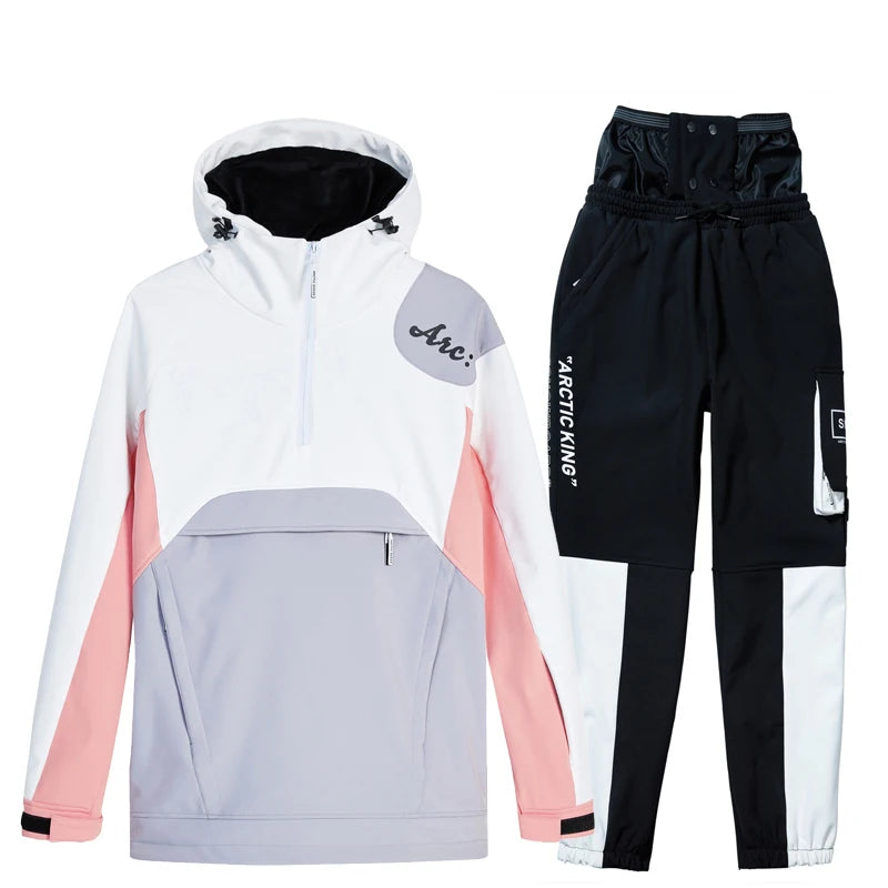 New Fashion Snowboard Suit Men Women Ski Hoodie Set Winter Windproof Waterproof Warm Jacket Pants Skiing Suit Snow Overalls