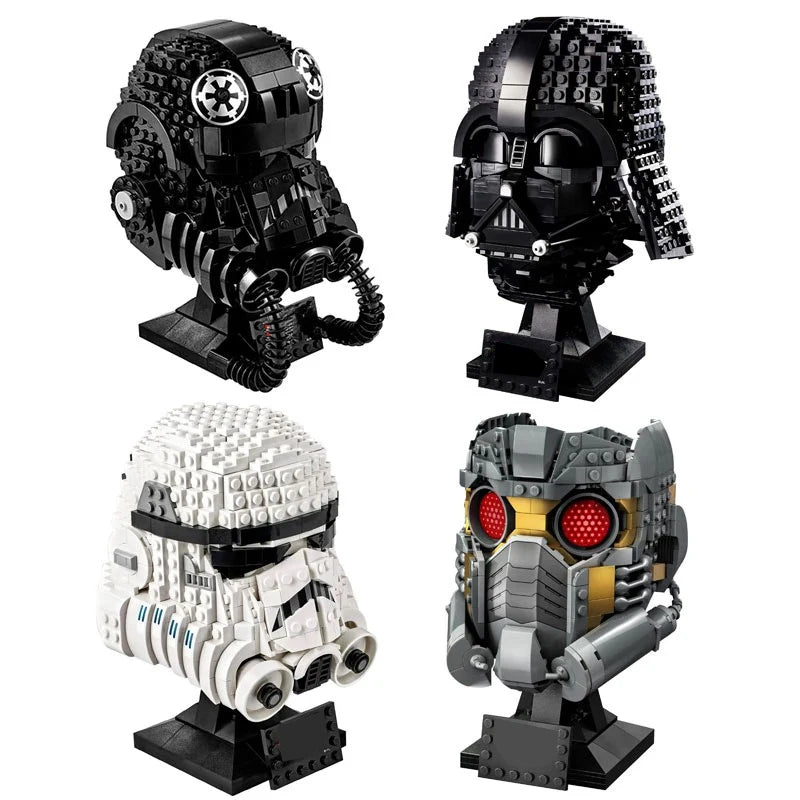 Space Wars Galaxy Warriors Helmet Building Blocks 75327 TIE Fighter Pilot Darth Vader The Mandalorian Luke Hat Bricks Toys Gifts