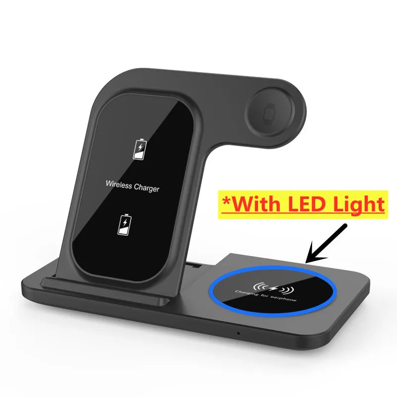 Premium 3-in-1 Wireless Charging Station - Fast Charger for iPhone, Watch & AirPods