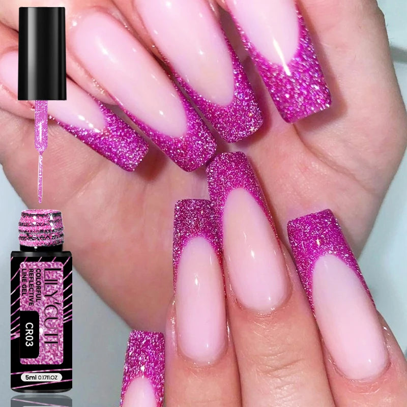 LILYCUTE Reflective Glitter Gel Nail Polish - 5ml Sparkling Liner